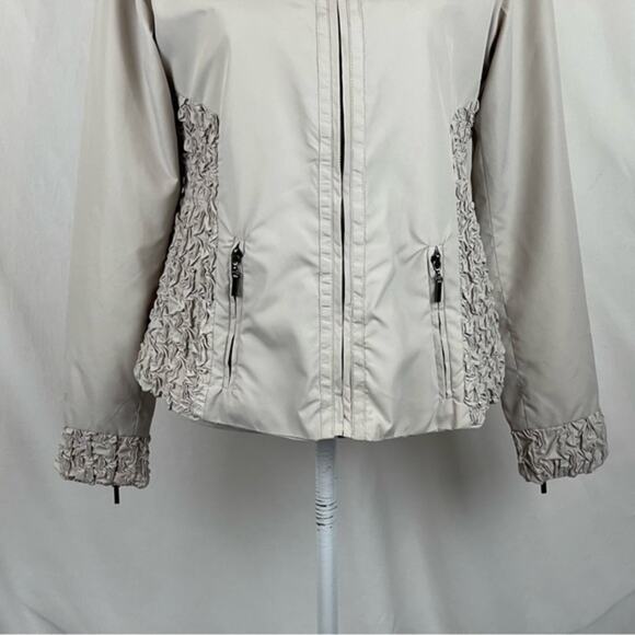 Anthropologie Luii Tan Ruched Zippered Neutral Versatile Jacket NWOT Size S - Picture 4 of 13